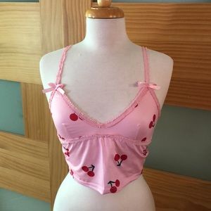 ✨2/$10✨Pink Cherry Cami Crop Top
